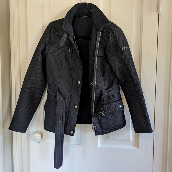 Barbour International Quilted Jacket Black Size 6 - Picture 3 of 9